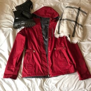 Red lined Raincoat